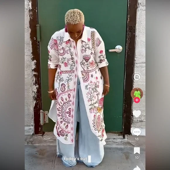 Zara Embroidered Cotton Long Shirt Dress 5107/243 Size XXL - Picture 4 of 10